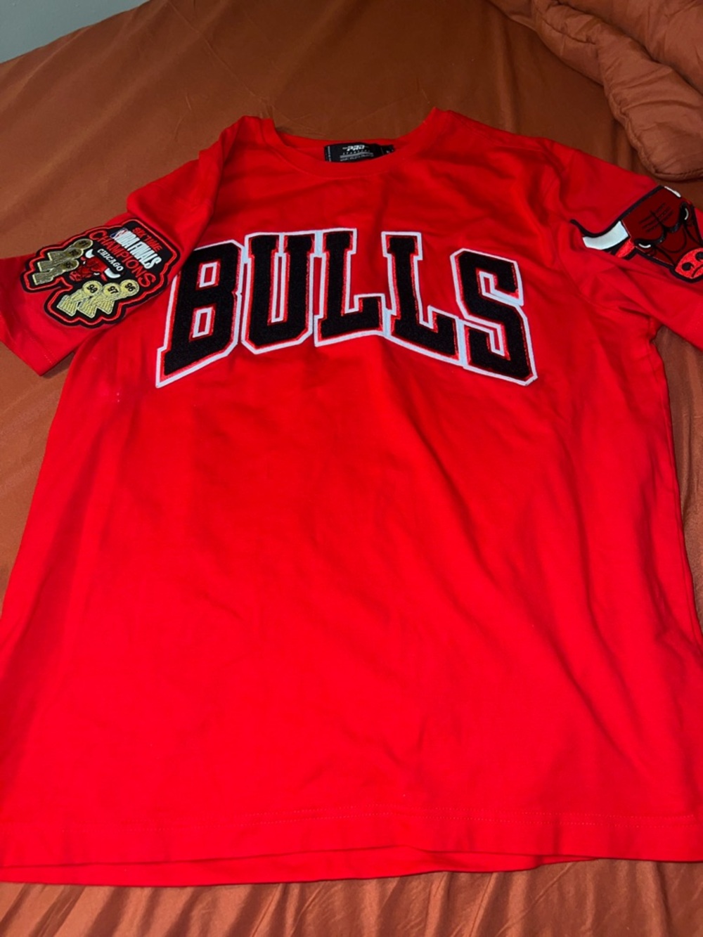 Chicago Bulls Red Graphic Tee with Sleeve Patches